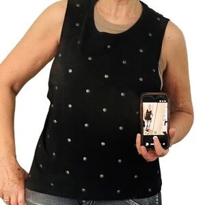 Vans Women’s Black Studded Muscle Tank Top. Size M